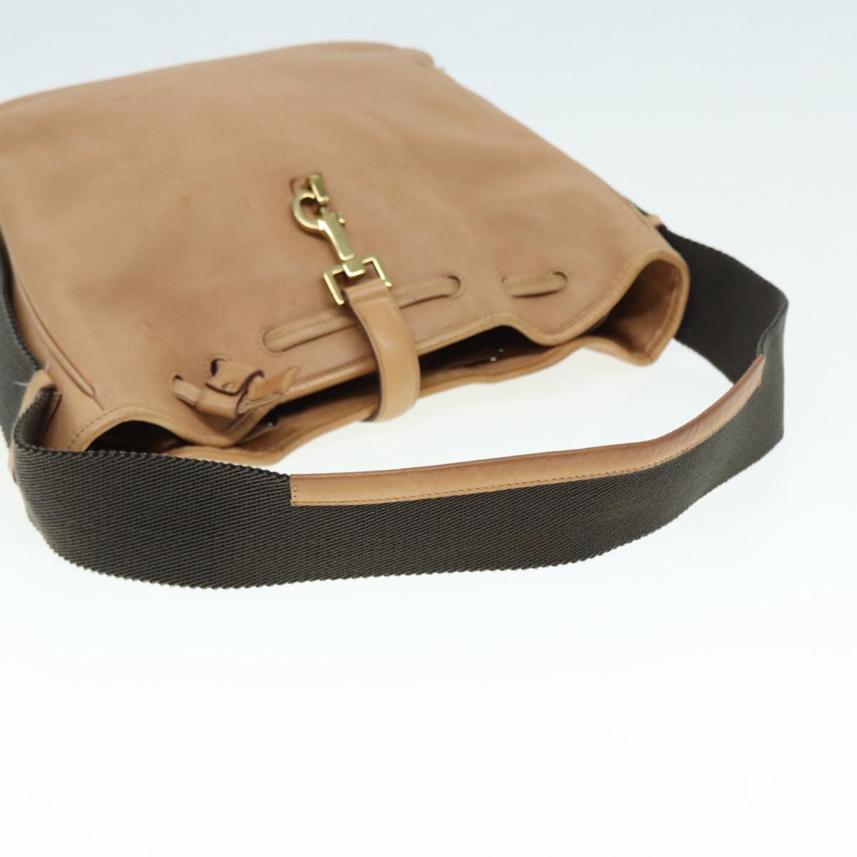 GUCCI Jackie Shoulder Bag Leather Beige Gold 92732 bs17355