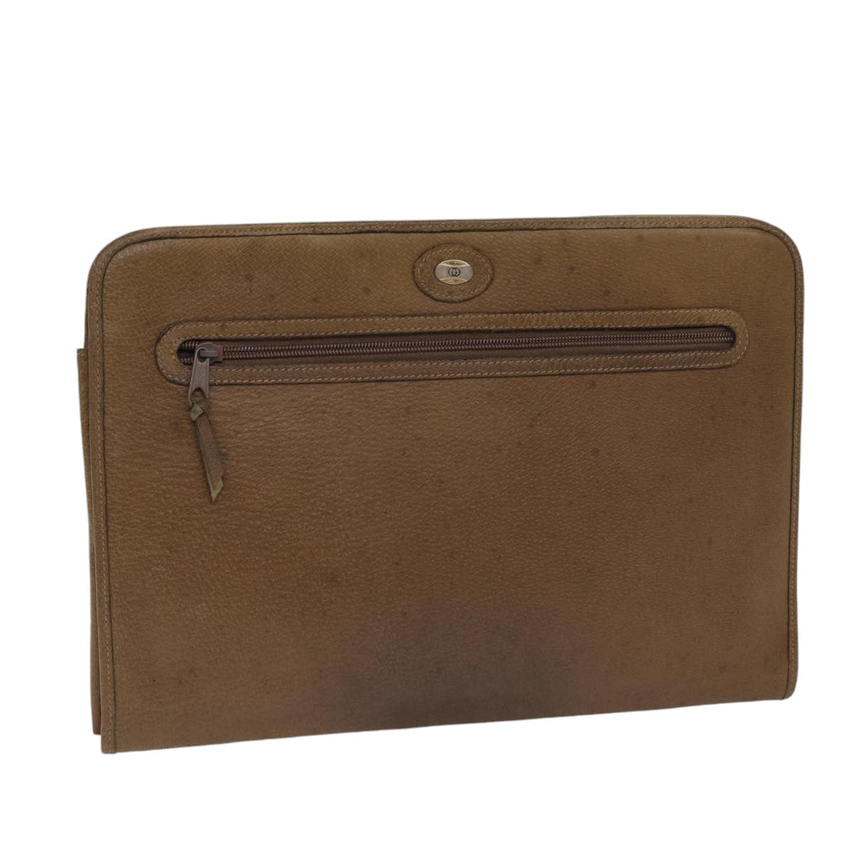 GUCCI Document Case Clutch Bag Leather Brown bs17356
