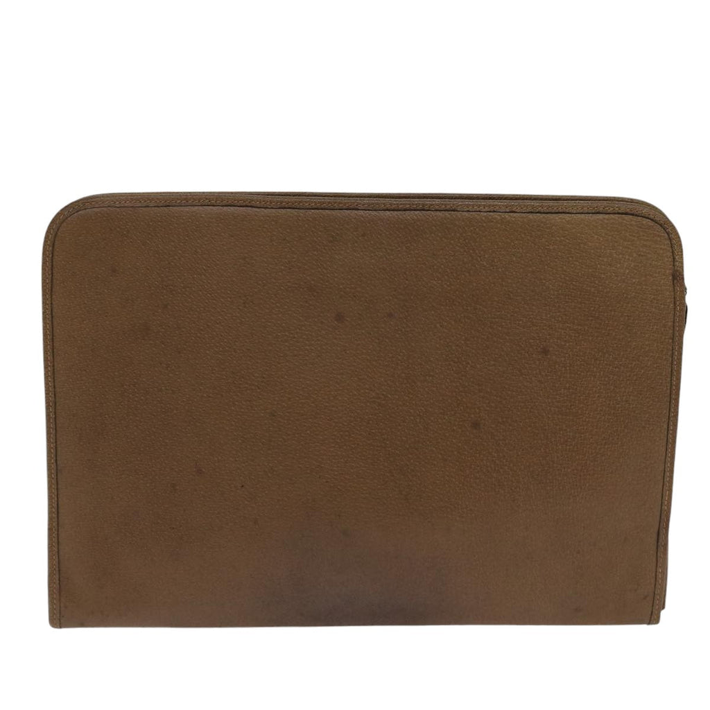 GUCCI Document Case Clutch Bag Leather Brown bs17356