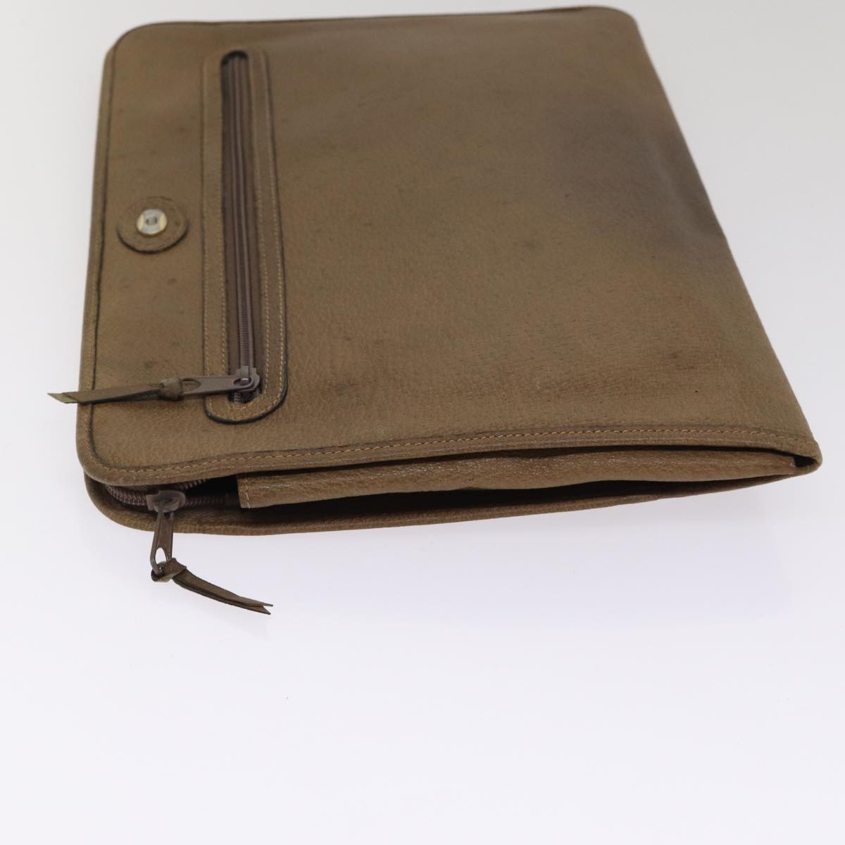 GUCCI Document Case Clutch Bag Leather Brown bs17356