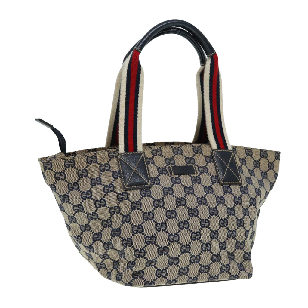 GUCCI GG Canvas Sherry Line Tote Bag Red Navy Silver 131228 bs17358