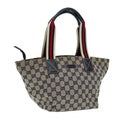GUCCI GG Canvas Sherry Line Tote Bag Red Navy Silver 131228 bs17358
