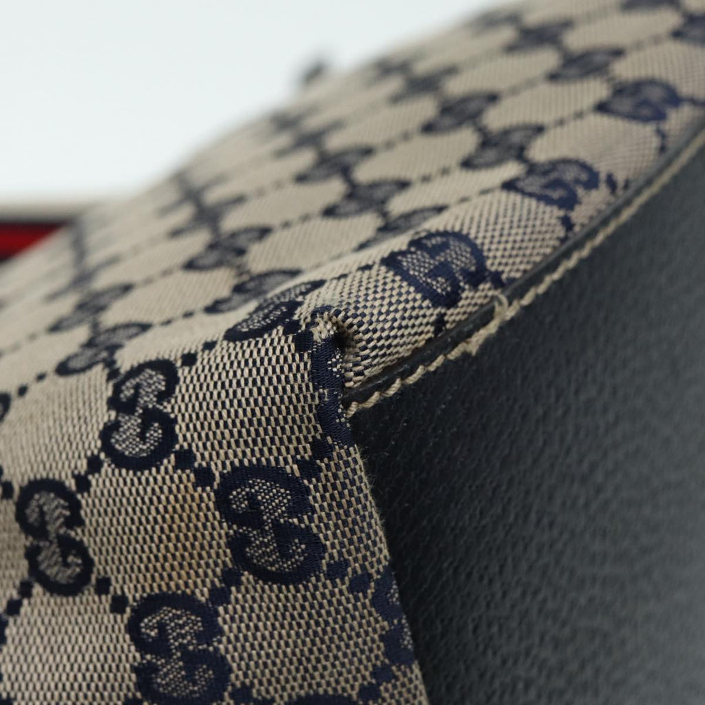 GUCCI GG Canvas Sherry Line Tote Bag Red Navy Silver 131228 bs17358