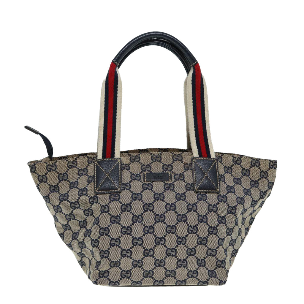 GUCCI GG Canvas Sherry Line Tote Bag Red Navy Silver 131228 bs17358