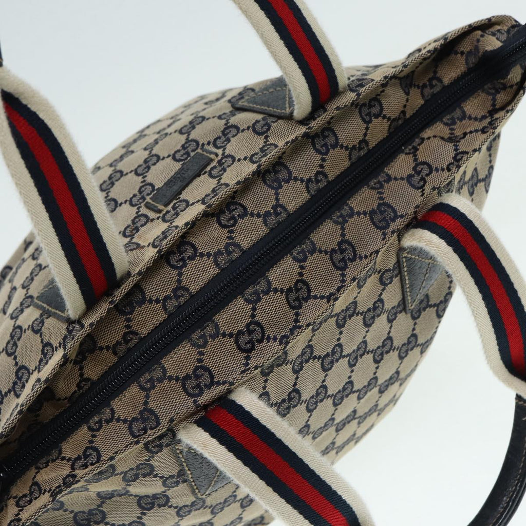 GUCCI GG Canvas Sherry Line Tote Bag Red Navy Silver 131228 bs17358