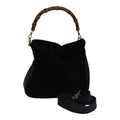 GUCCI Bamboo Hand Bag Suede 2way Black bs17369