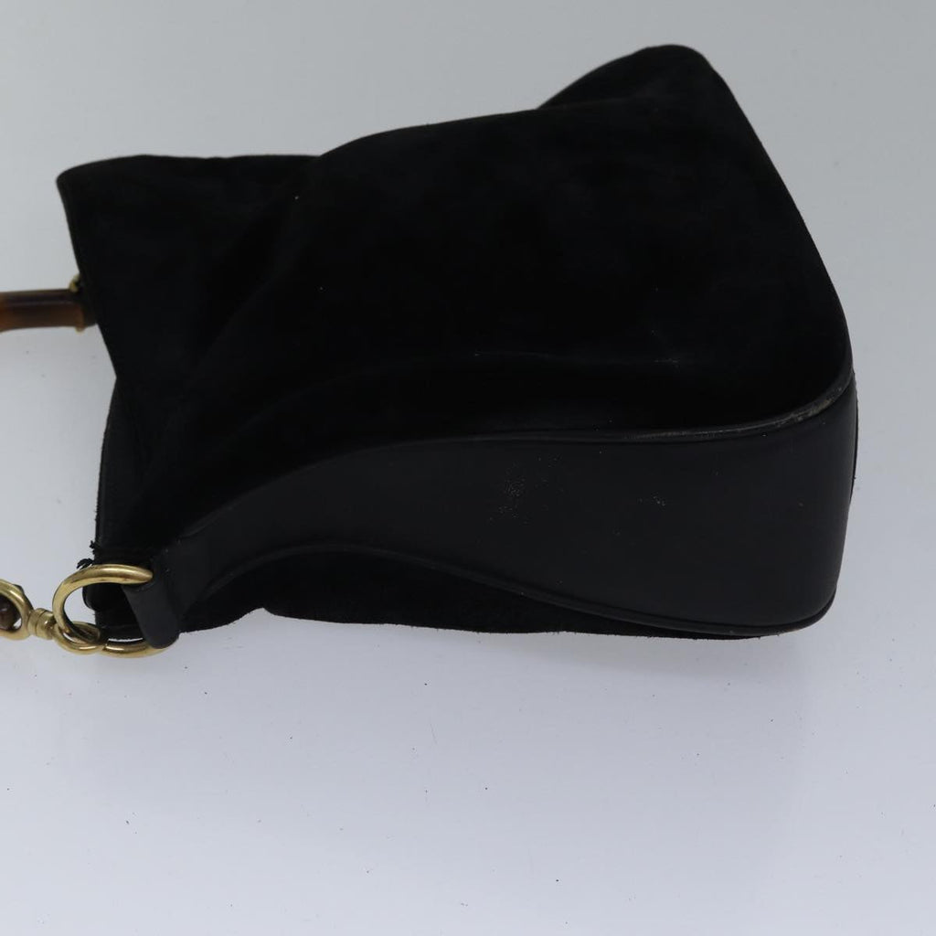 GUCCI Bamboo Hand Bag Suede 2way Black bs17369
