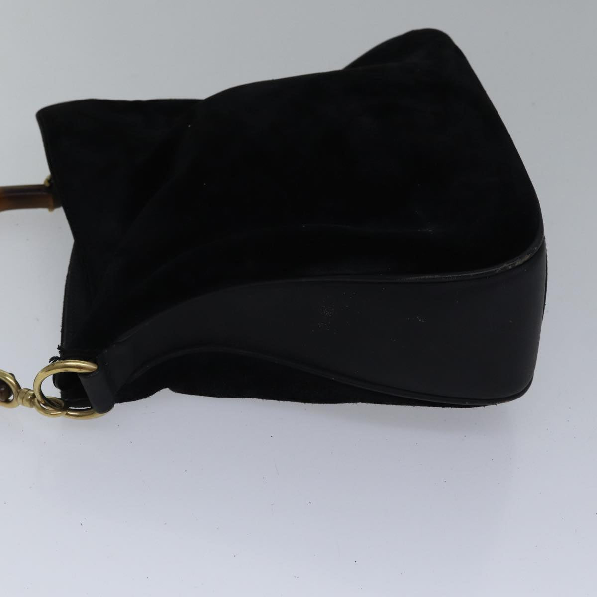 GUCCI Bamboo Hand Bag Suede 2way Black bs17369