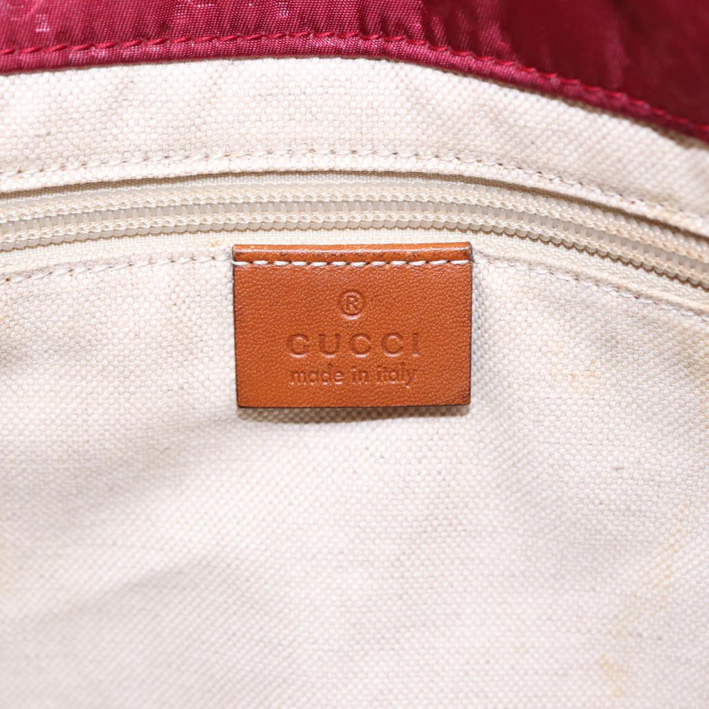 GUCCI GG Canvas Tote Bag Nylon Gold Red 282489 bs17371