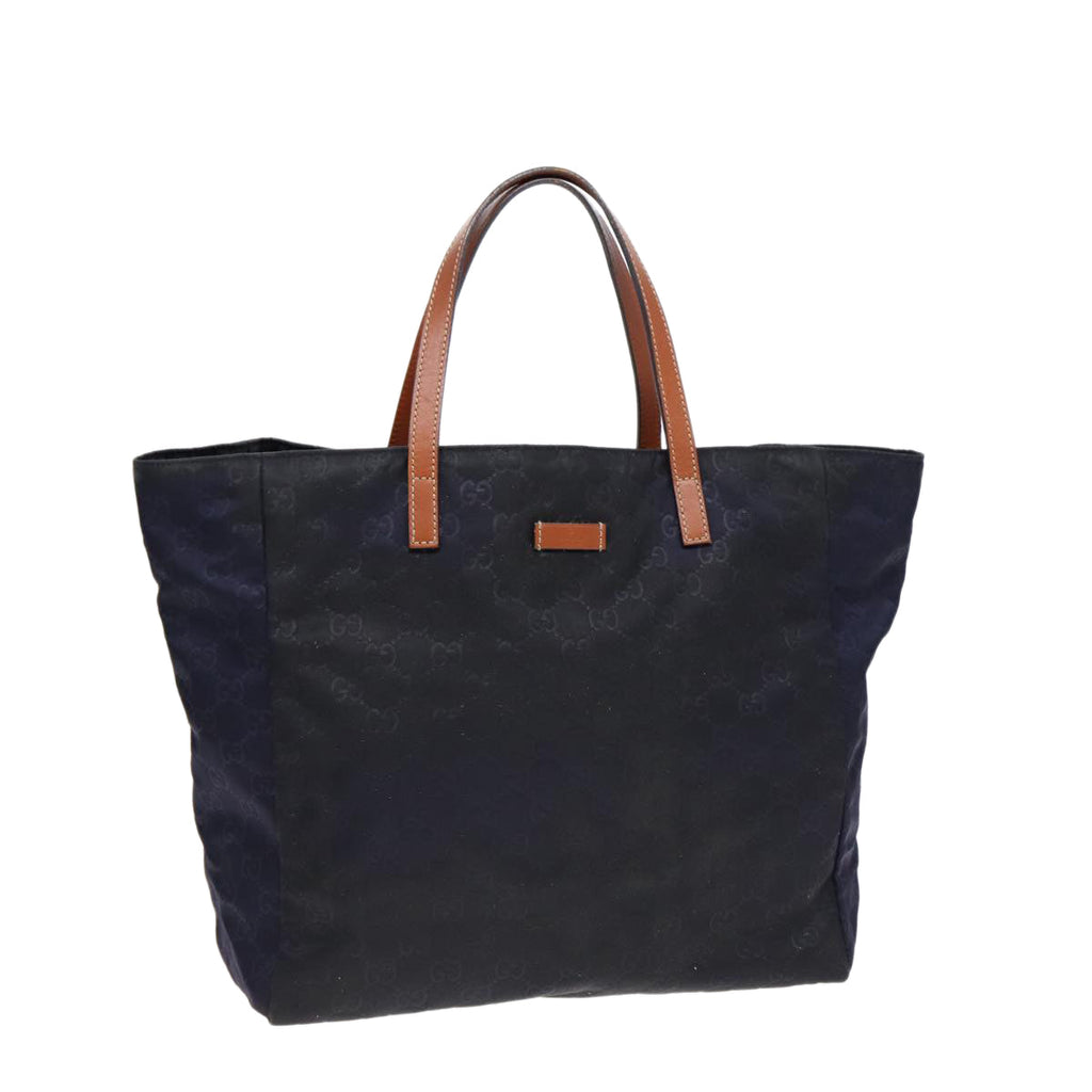 GUCCI GG Canvas Tote Bag Nylon Gold Navy 282439 bs17376
