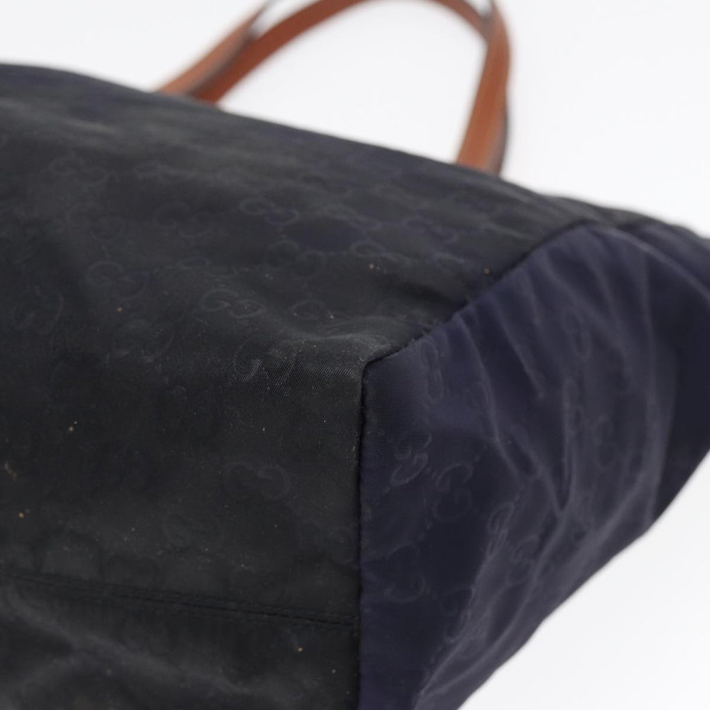 GUCCI GG Canvas Tote Bag Nylon Gold Navy 282439 bs17376