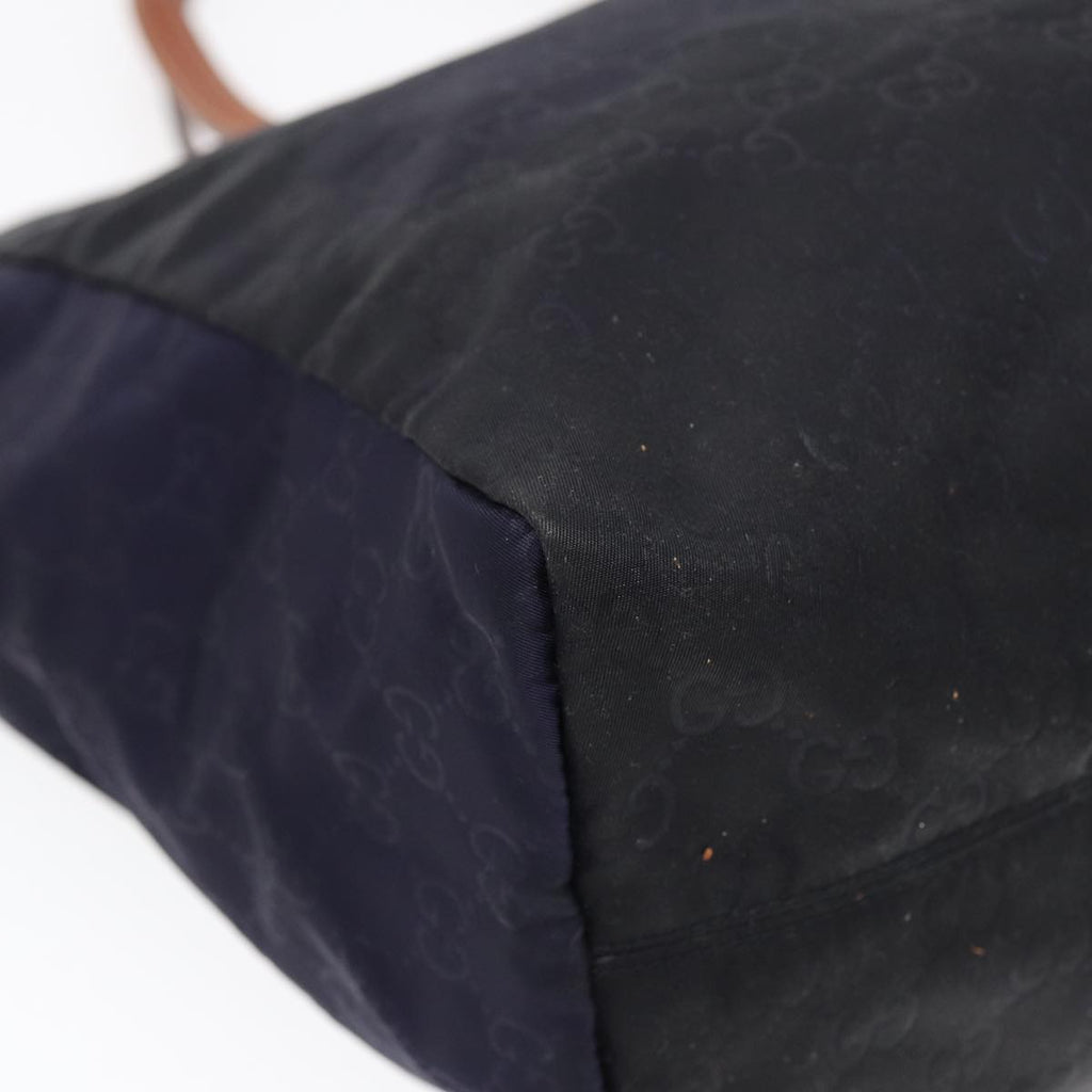 GUCCI GG Canvas Tote Bag Nylon Gold Navy 282439 bs17376