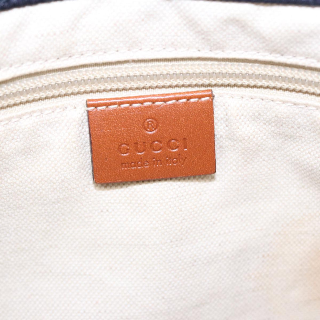 GUCCI GG Canvas Tote Bag Nylon Gold Navy 282439 bs17376
