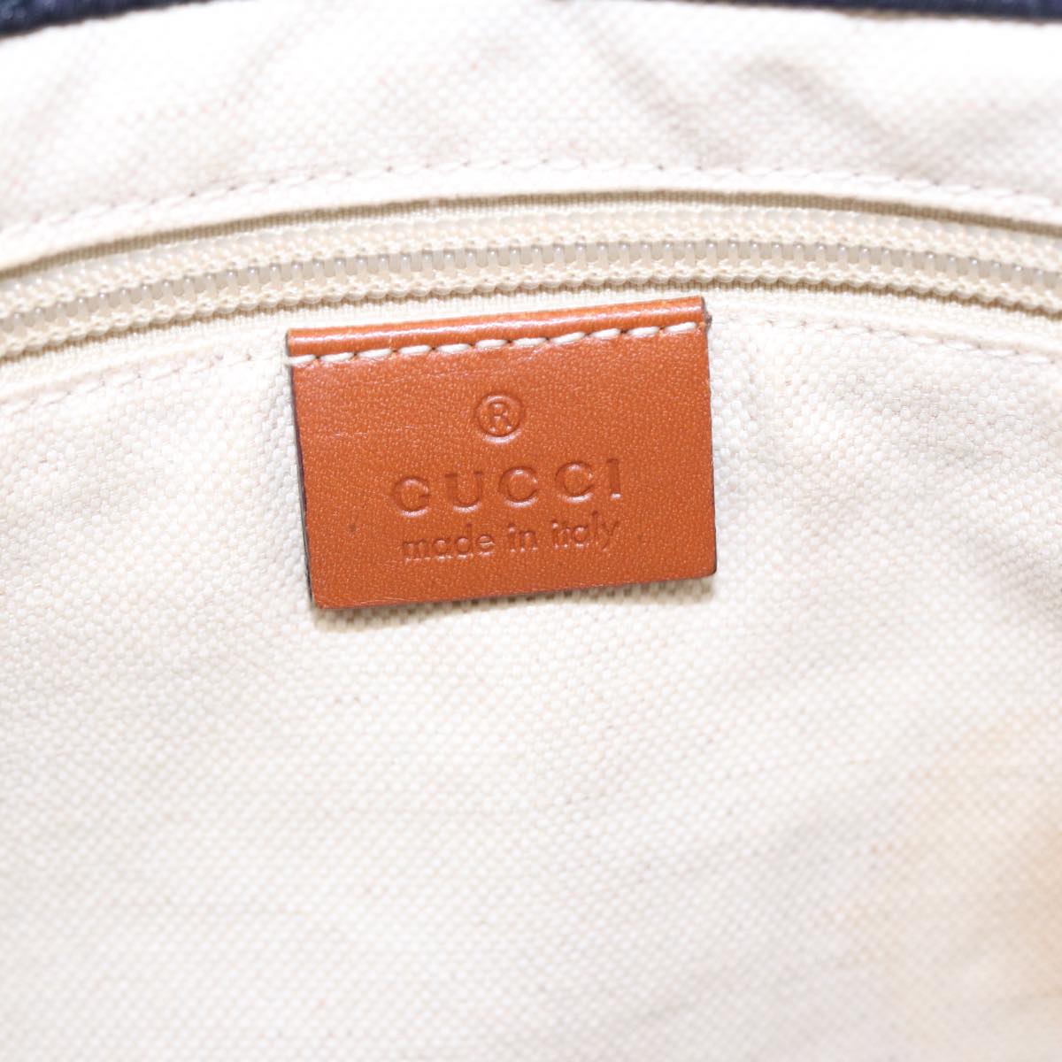 GUCCI GG Canvas Tote Bag Nylon Gold Navy 282439 bs17376