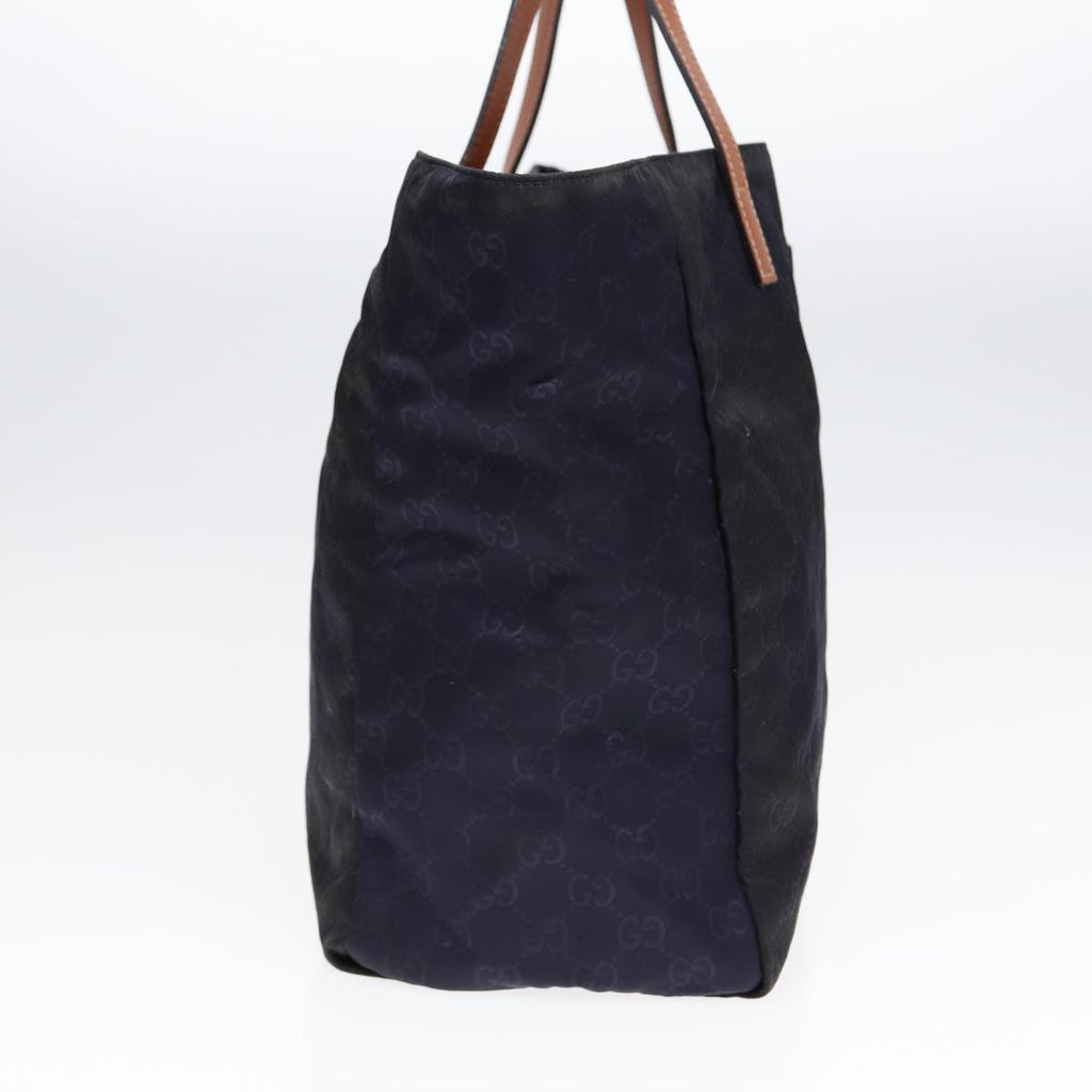 GUCCI GG Canvas Tote Bag Nylon Gold Navy 282439 bs17376