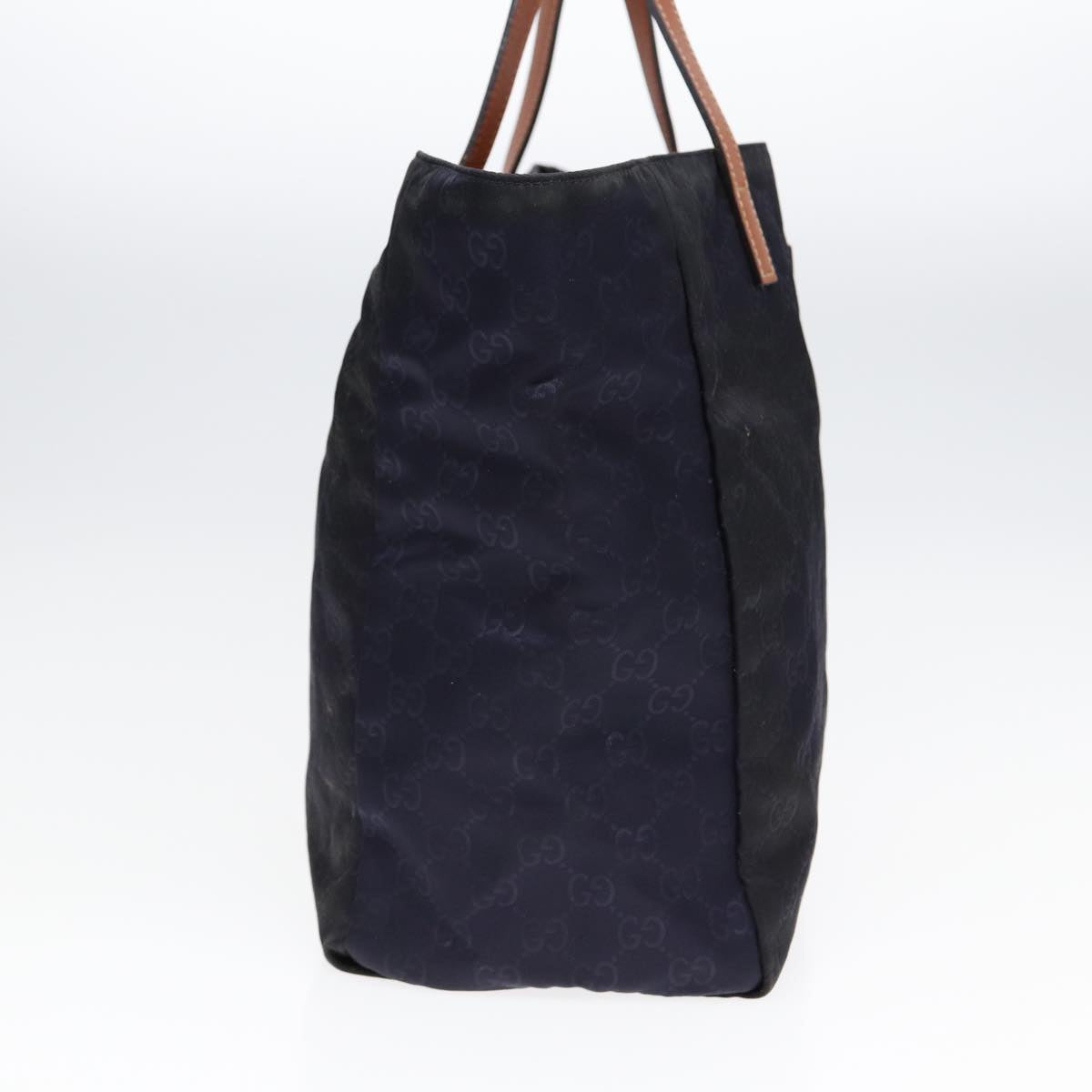 GUCCI GG Canvas Tote Bag Nylon Gold Navy 282439 bs17376