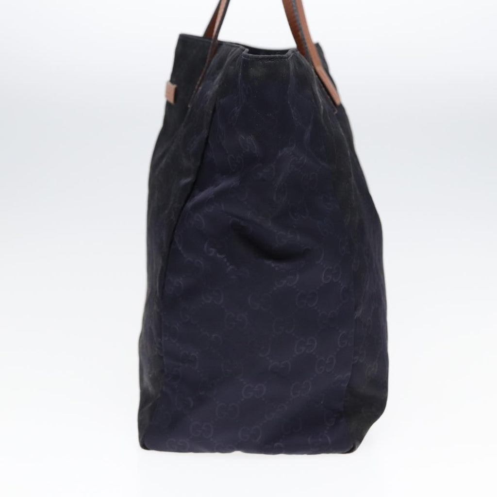 GUCCI GG Canvas Tote Bag Nylon Gold Navy 282439 bs17376