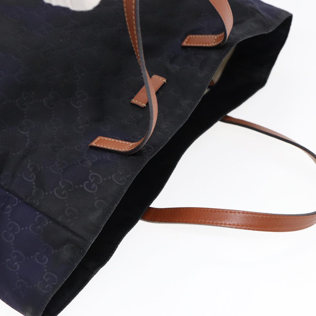 GUCCI GG Canvas Tote Bag Nylon Gold Navy 282439 bs17376