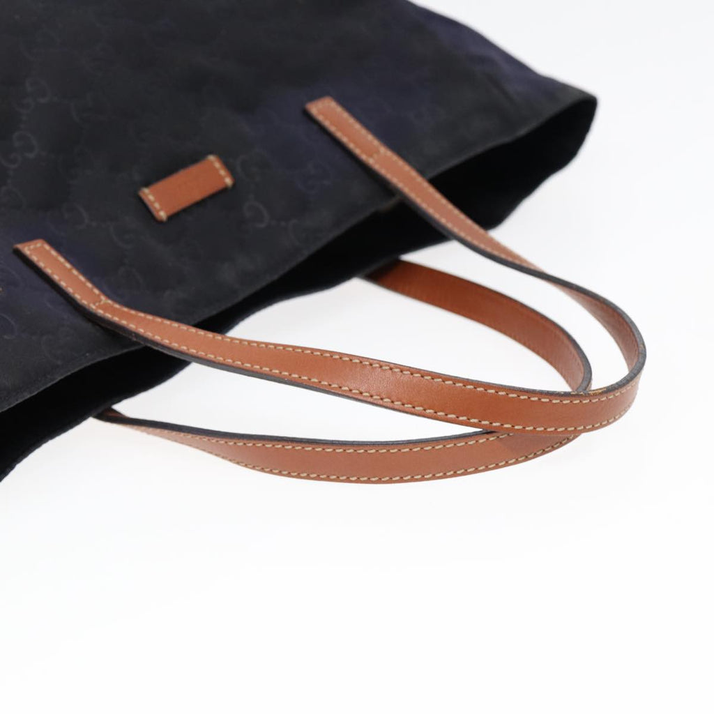 GUCCI GG Canvas Tote Bag Nylon Gold Navy 282439 bs17376