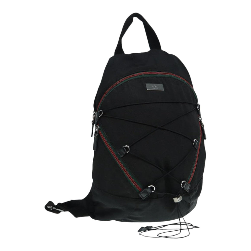 GUCCI Backpack Nylon Black Silver 122348 bs17393