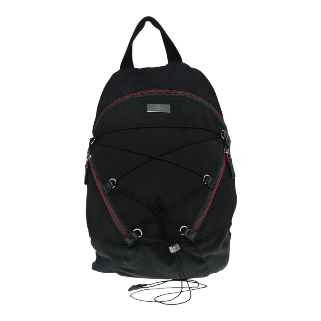 GUCCI Backpack Nylon Black Silver 122348 bs17393