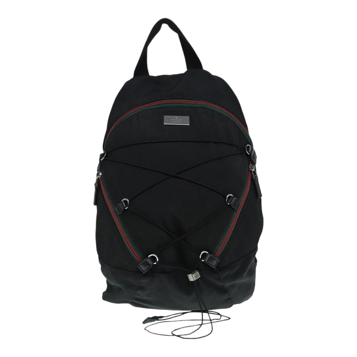 GUCCI Backpack Nylon Black Silver 122348 bs17393