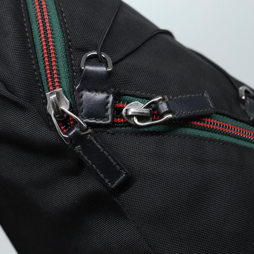 GUCCI Backpack Nylon Black Silver 122348 bs17393