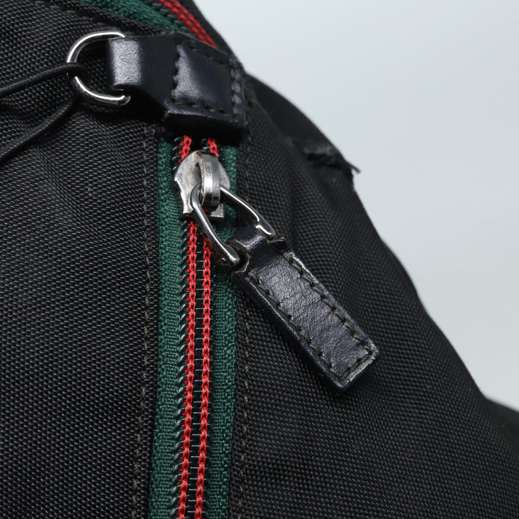 GUCCI Backpack Nylon Black Silver 122348 bs17393
