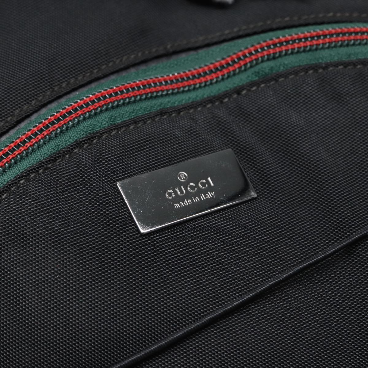 GUCCI Backpack Nylon Black Silver 122348 bs17393