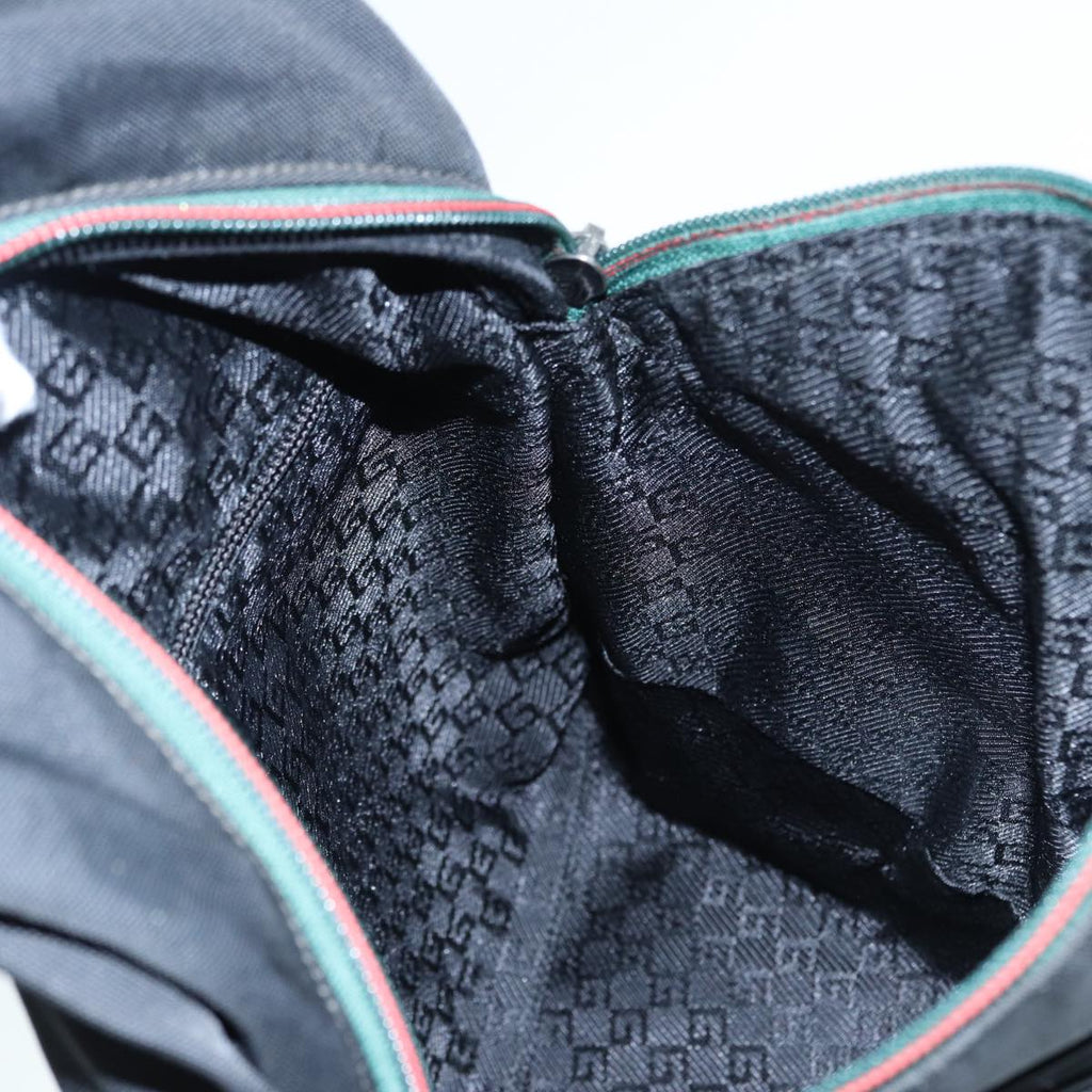 GUCCI Backpack Nylon Black Silver 122348 bs17393