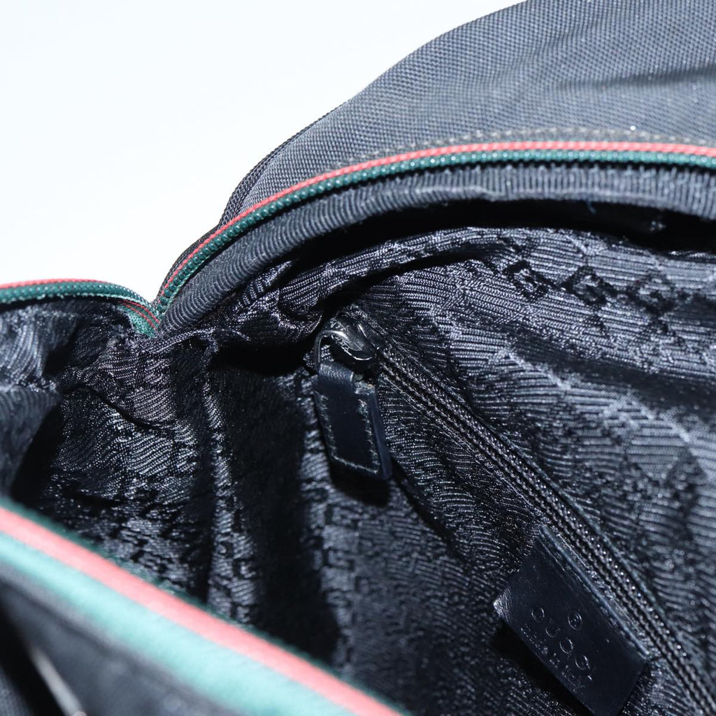 GUCCI Backpack Nylon Black Silver 122348 bs17393