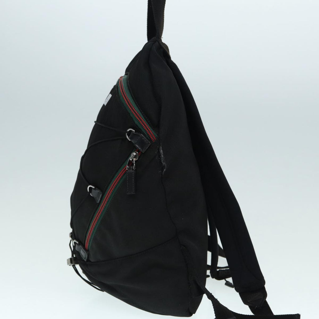 GUCCI Backpack Nylon Black Silver 122348 bs17393