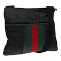 GUCCI Web Sherry Line Shoulder Bag Canvas Black Red Green 181067 bs17422