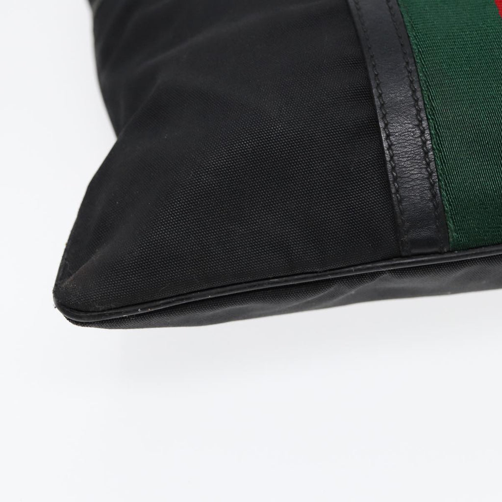 GUCCI Web Sherry Line Shoulder Bag Canvas Black Red Green 181067 bs17422