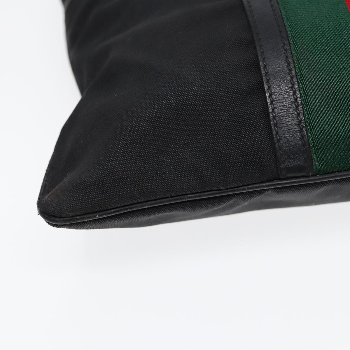 GUCCI Web Sherry Line Shoulder Bag Canvas Black Red Green 181067 bs17422