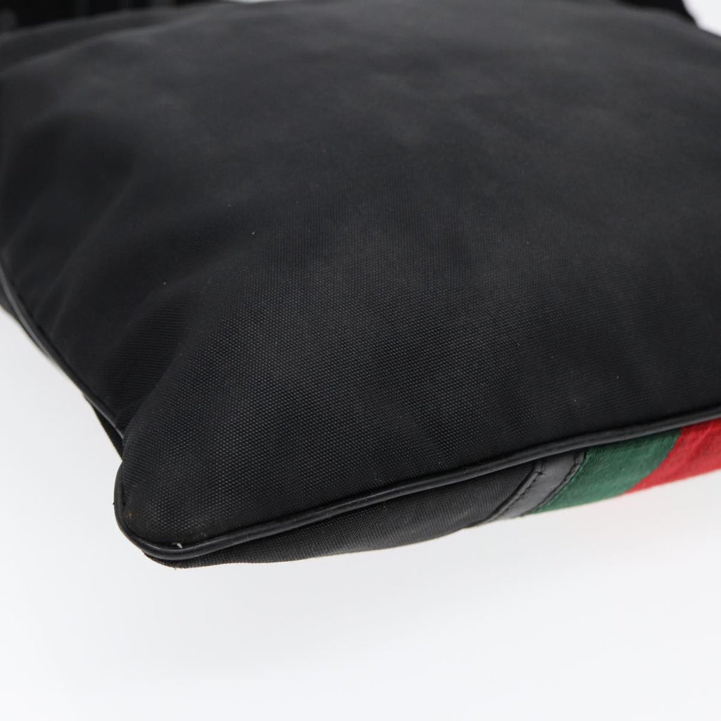 GUCCI Web Sherry Line Shoulder Bag Canvas Black Red Green 181067 bs17422