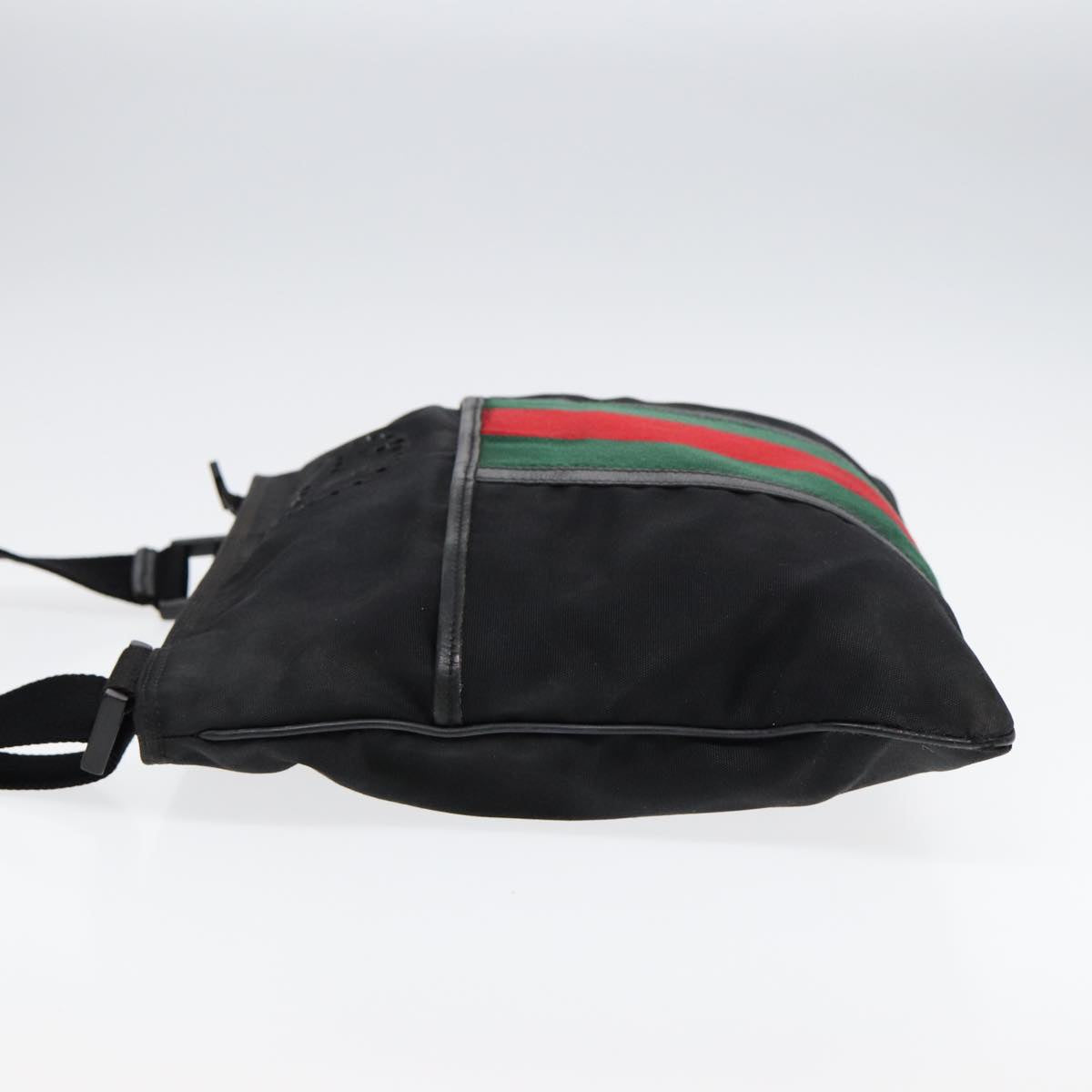 GUCCI Web Sherry Line Shoulder Bag Canvas Black Red Green 181067 bs17422