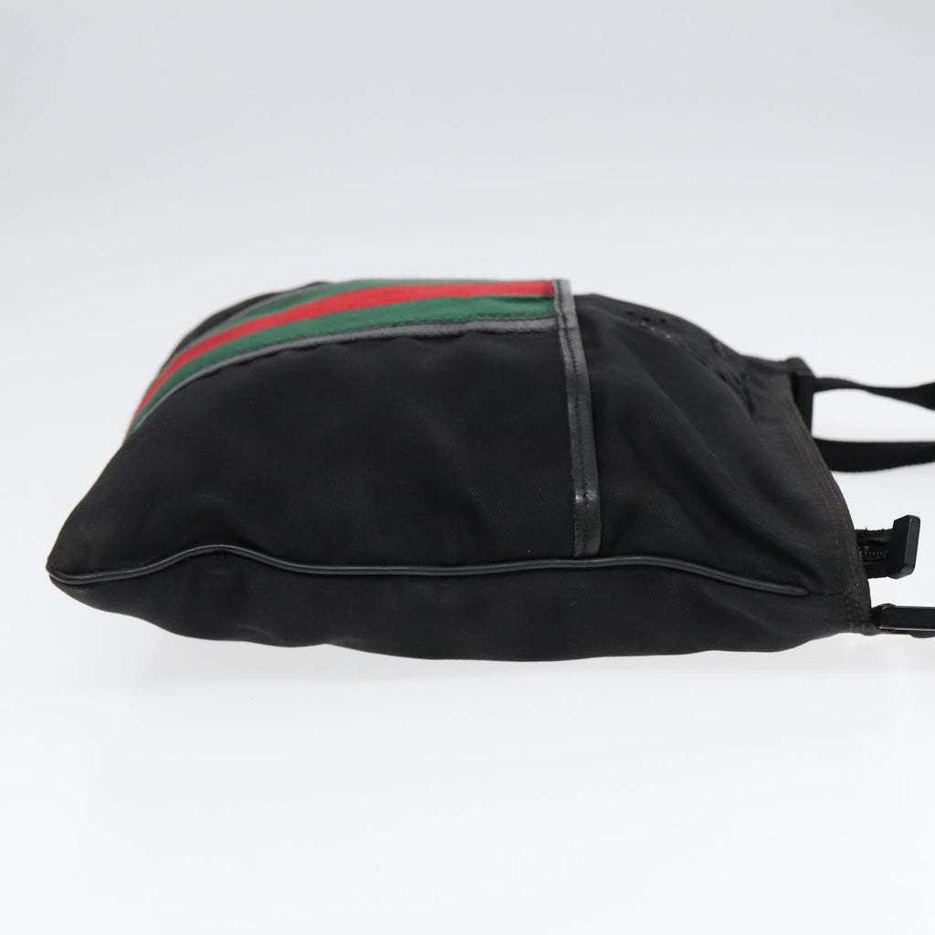 GUCCI Web Sherry Line Shoulder Bag Canvas Black Red Green 181067 bs17422