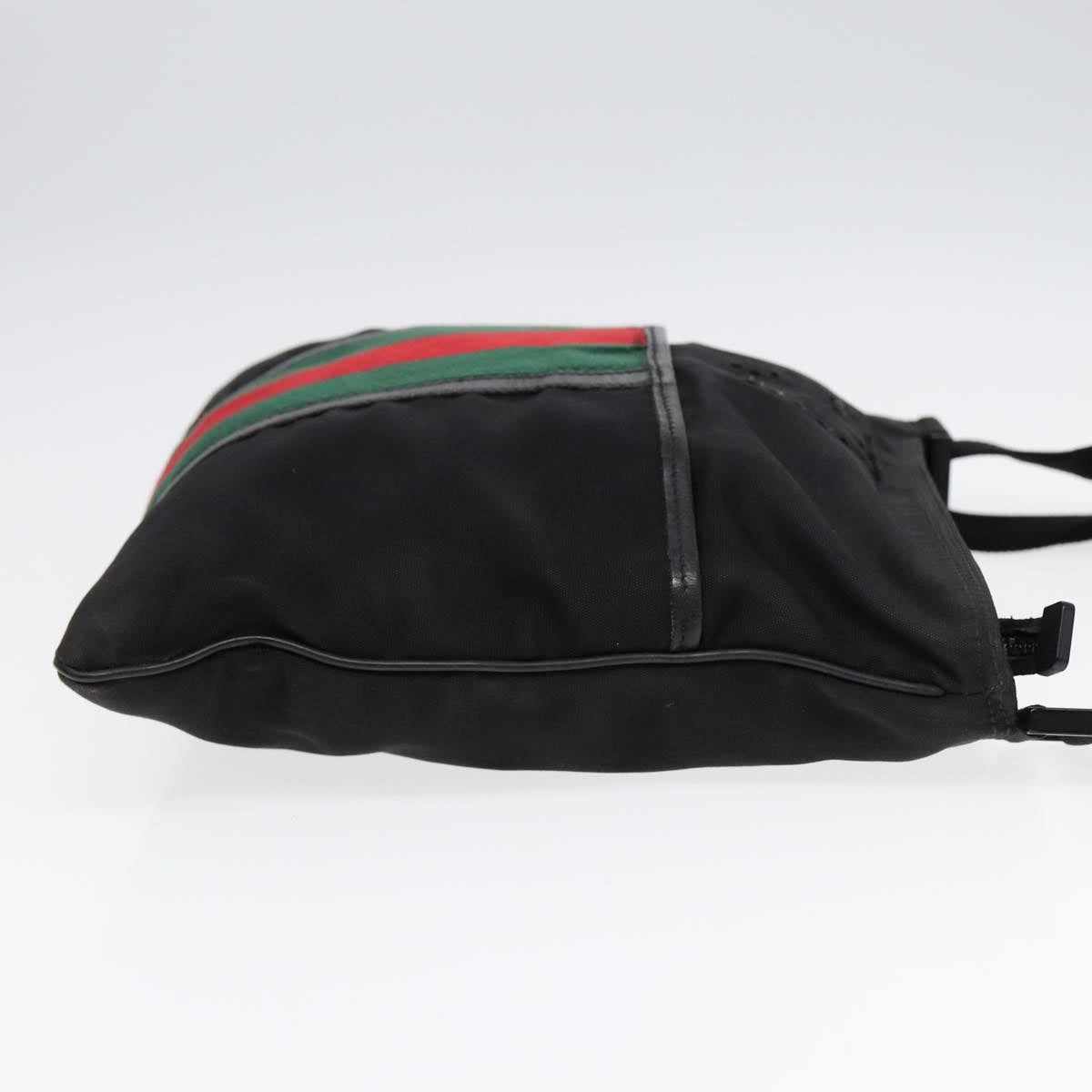 GUCCI Web Sherry Line Shoulder Bag Canvas Black Red Green 181067 bs17422