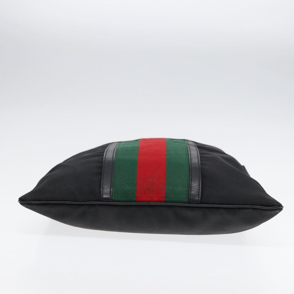 GUCCI Web Sherry Line Shoulder Bag Canvas Black Red Green 181067 bs17422
