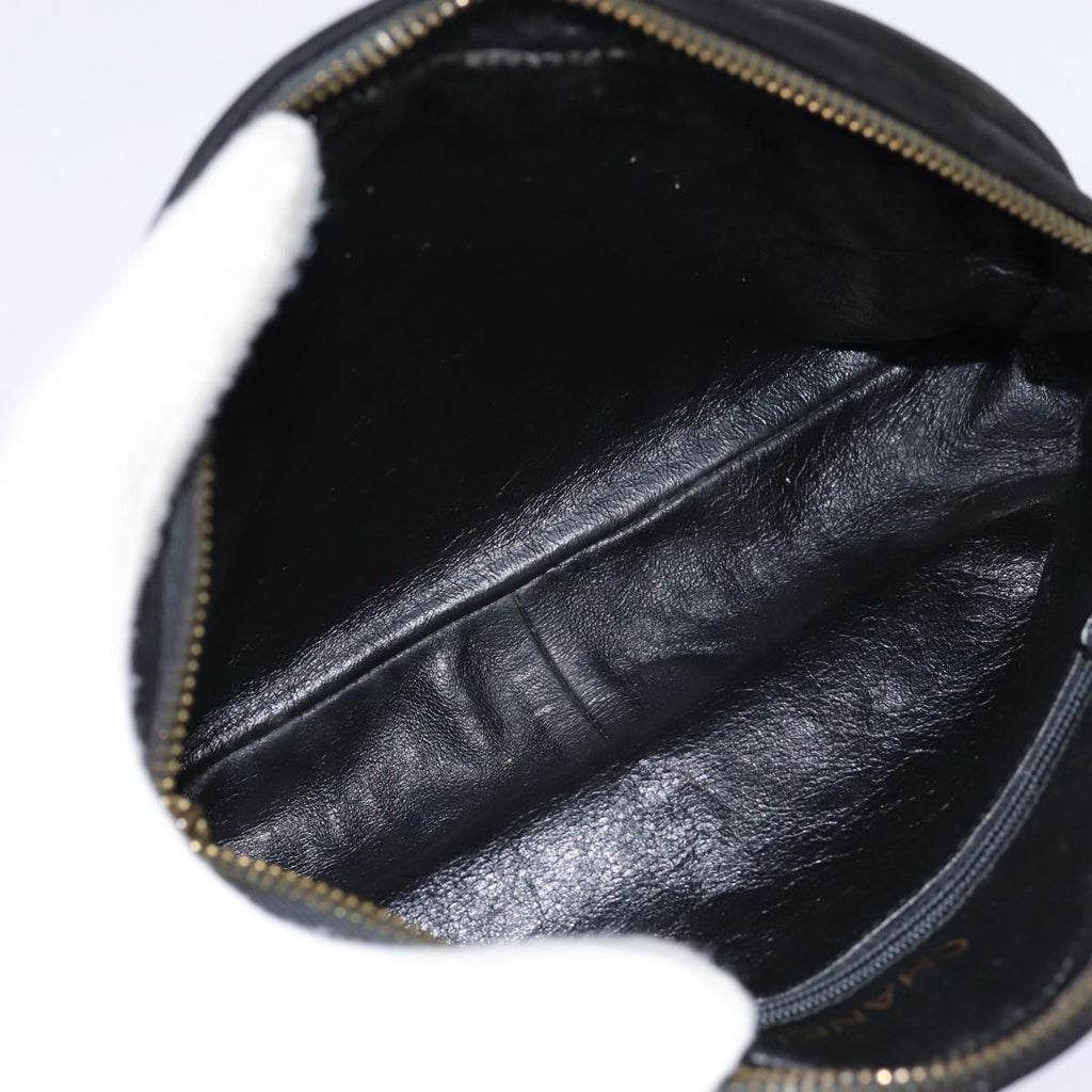 CHANEL Matelasse Chain Shoulder Bag Suede Black Gold CC bs17434