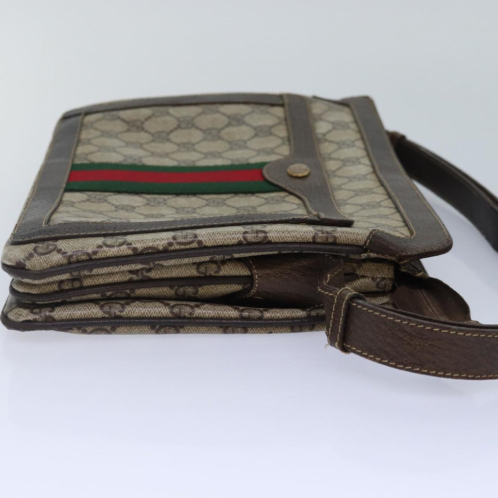 GUCCI GG Supreme Web Sherry Line Shoulder Bag PVC Beige Red Green bs17435
