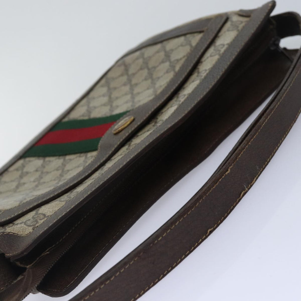 GUCCI GG Supreme Web Sherry Line Shoulder Bag PVC Beige Red Green bs17435
