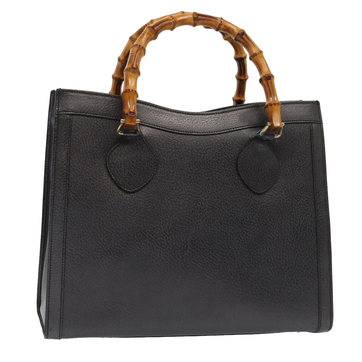 GUCCI Bamboo Hand Bag Leather Gray Gold 002 2853 0260 0 bs17436