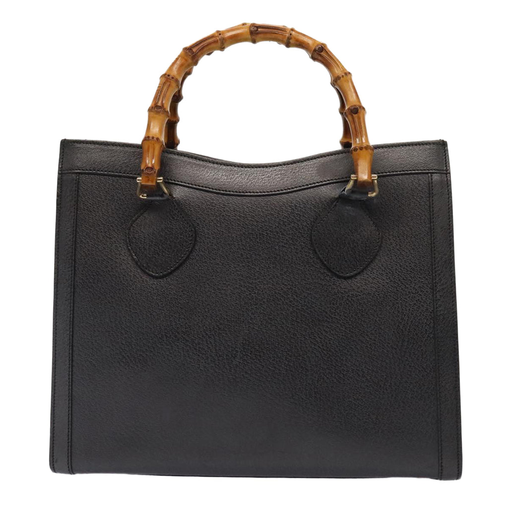 GUCCI Bamboo Hand Bag Leather Gray Gold 002 2853 0260 0 bs17436