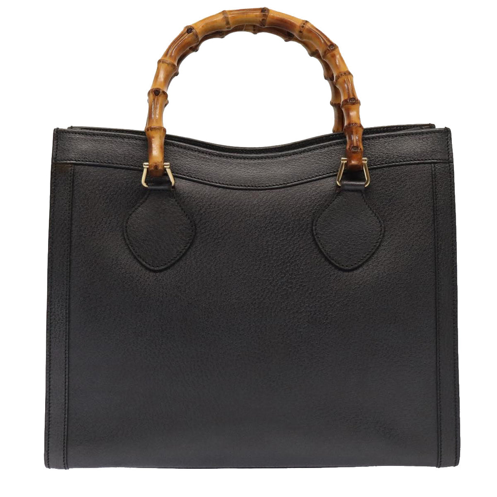 GUCCI Bamboo Hand Bag Leather Gray Gold 002 2853 0260 0 bs17436