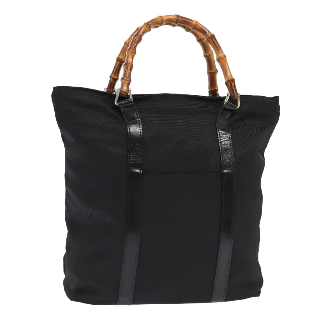 GUCCI Bamboo Hand Bag Nylon Black Gold 000 3754 0508 bs17437