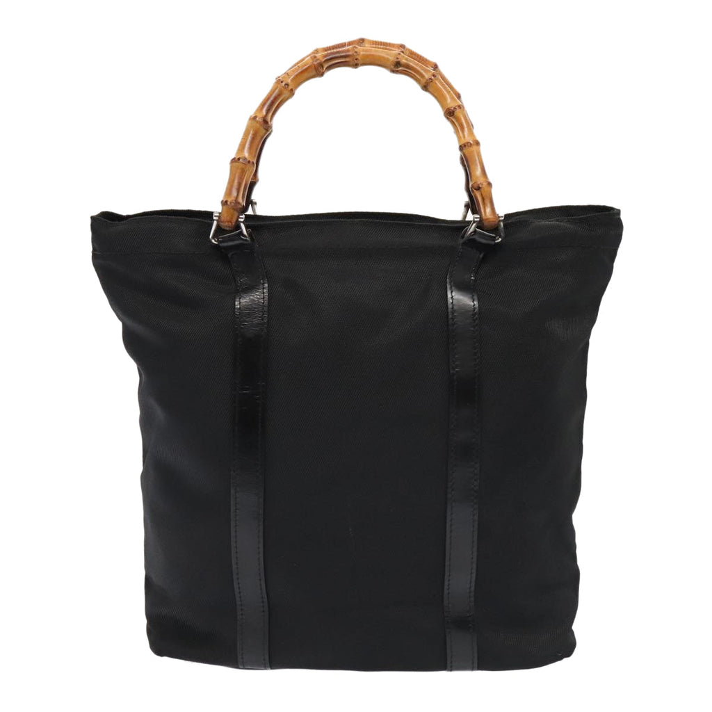 GUCCI Bamboo Hand Bag Nylon Black Gold 000 3754 0508 bs17437