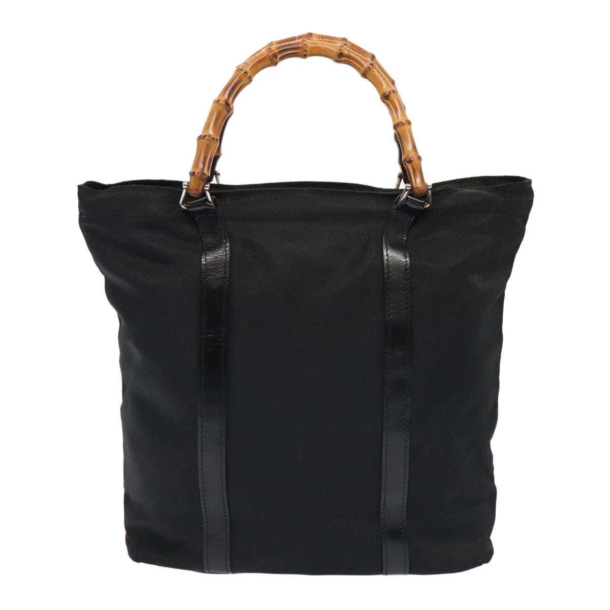 GUCCI Bamboo Hand Bag Nylon Black Gold 000 3754 0508 bs17437