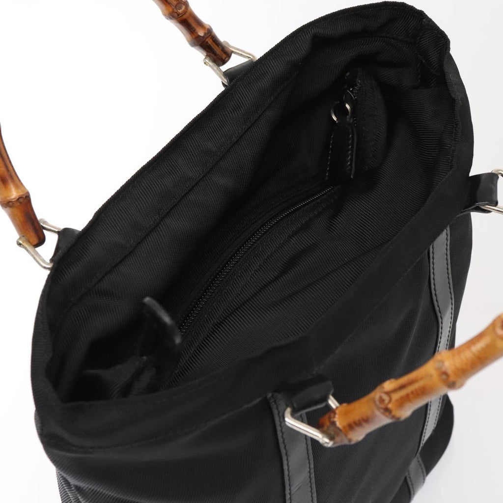 GUCCI Bamboo Hand Bag Nylon Black Gold 000 3754 0508 bs17437